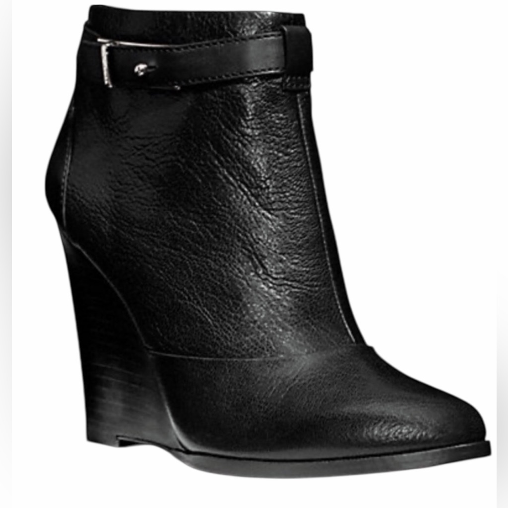 Coach Melody Wedge Leather Ankle Boots.